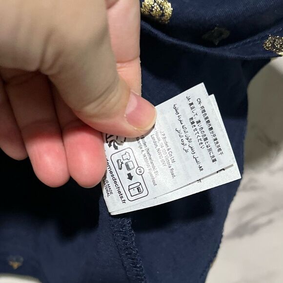 Boden V-Back Leaf Print Jersey Top, French Navy/Gold Size 20/22 - Picture 9 of 12